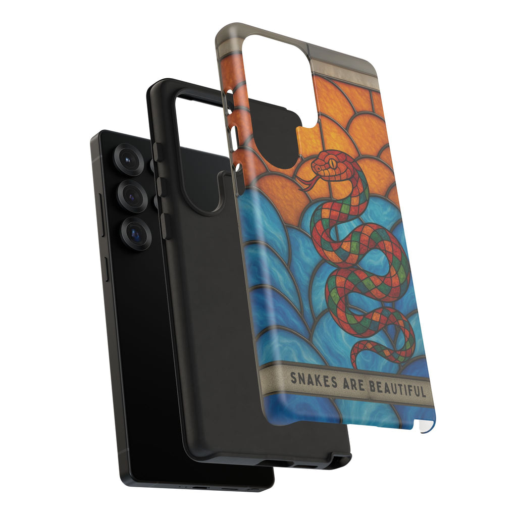 Snakes Are Beautiful Stained Glass Phone Case, Colorful Reptile Design Phone Cover, Nature Lovers Reptile Phone Case, Danger Noodle Case