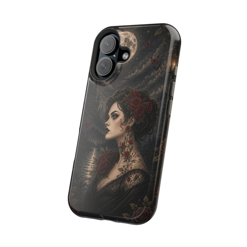 Gothic Rose Portrait Phone Case – Dark Romance MagSafe-Compatible Cover