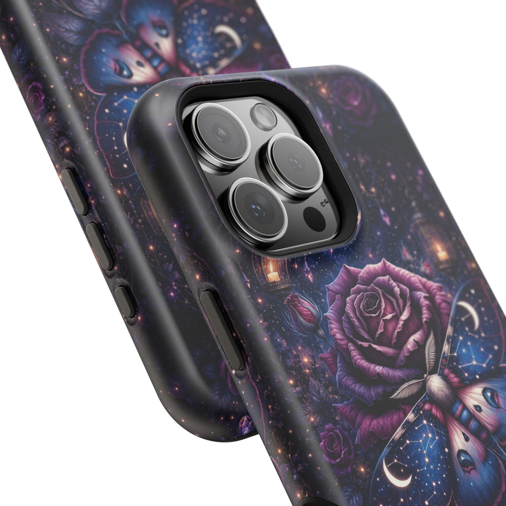 Mystical Rose & Moth Phone Case – Floral MagSafe-Compatible Cover