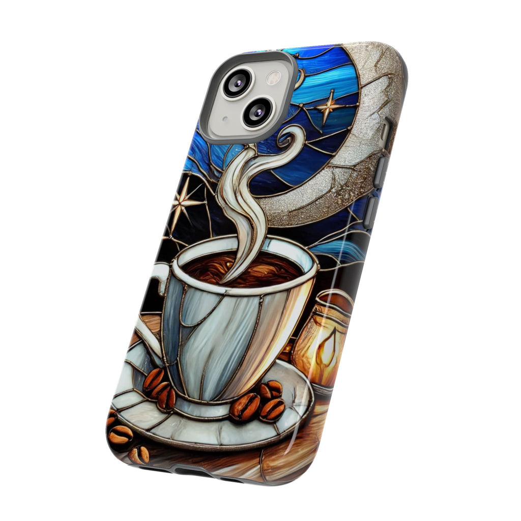 Stained Glass Coffee Phone Case – Cozy Artistic Design for Coffee Lovers