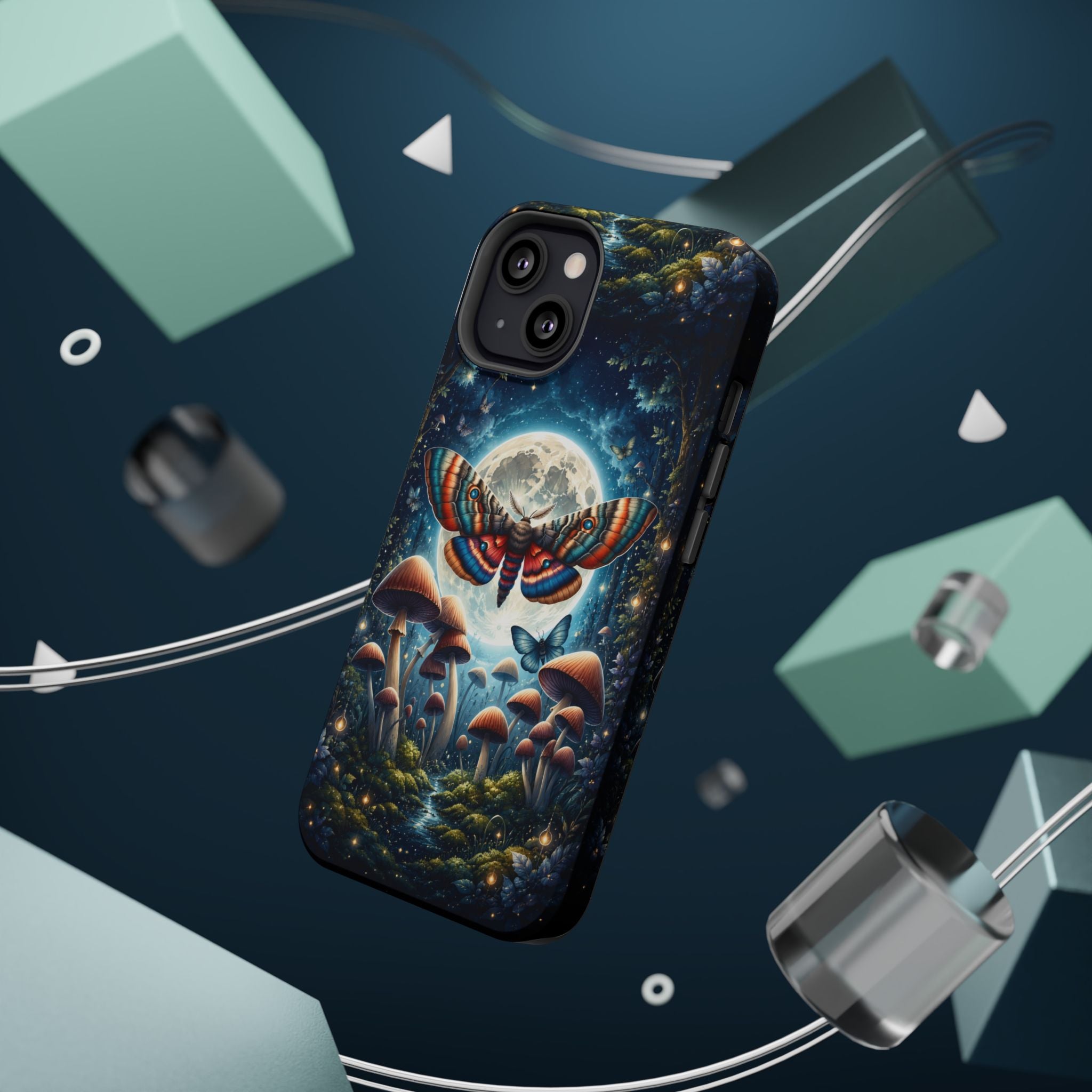Mystic Moth Moon Phone Case – Whimsical MagSafe-Compatible Cover