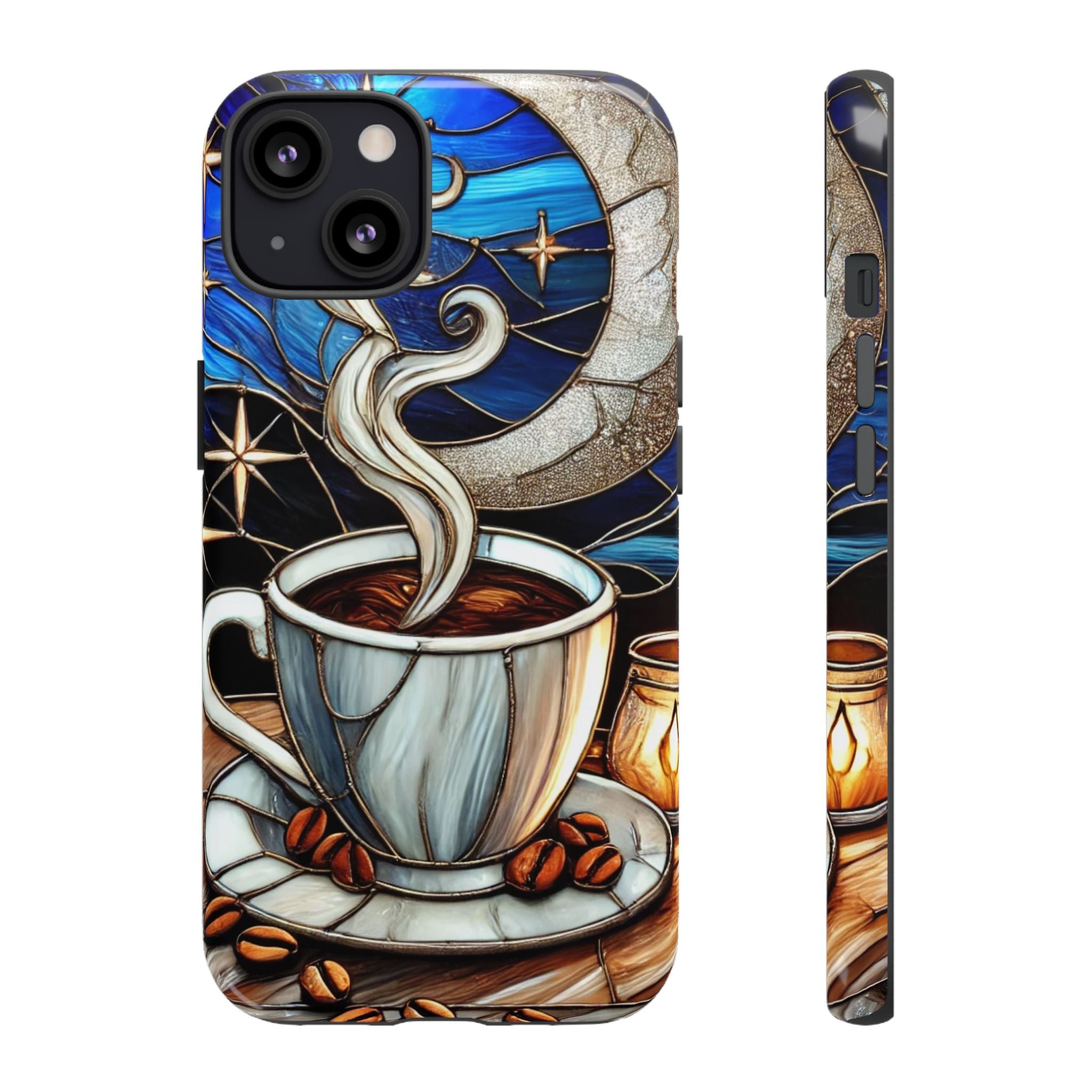 Stained Glass Coffee Phone Case – Cozy Artistic Design for Coffee Lovers