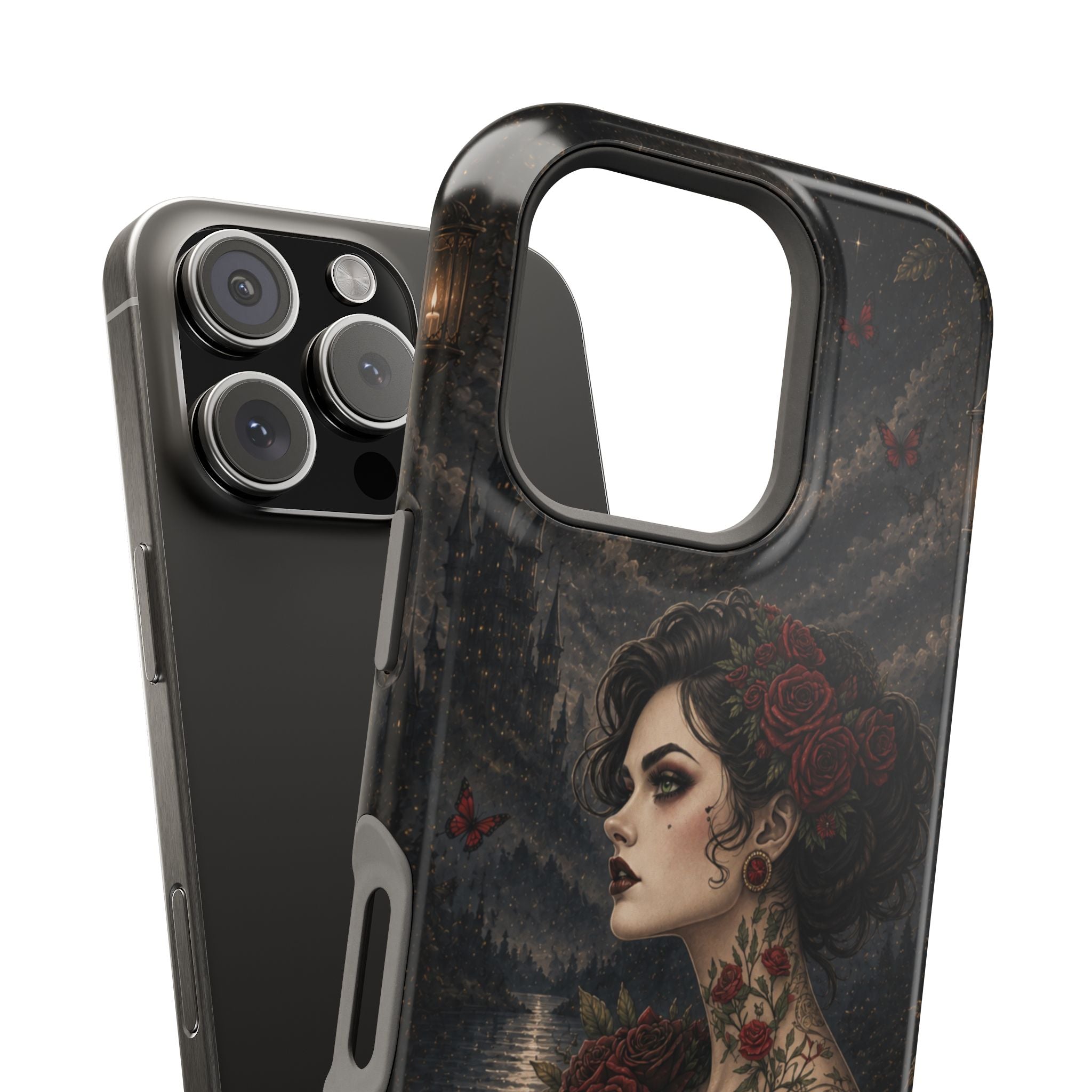Gothic Rose Portrait Phone Case – Dark Romance MagSafe-Compatible Cover