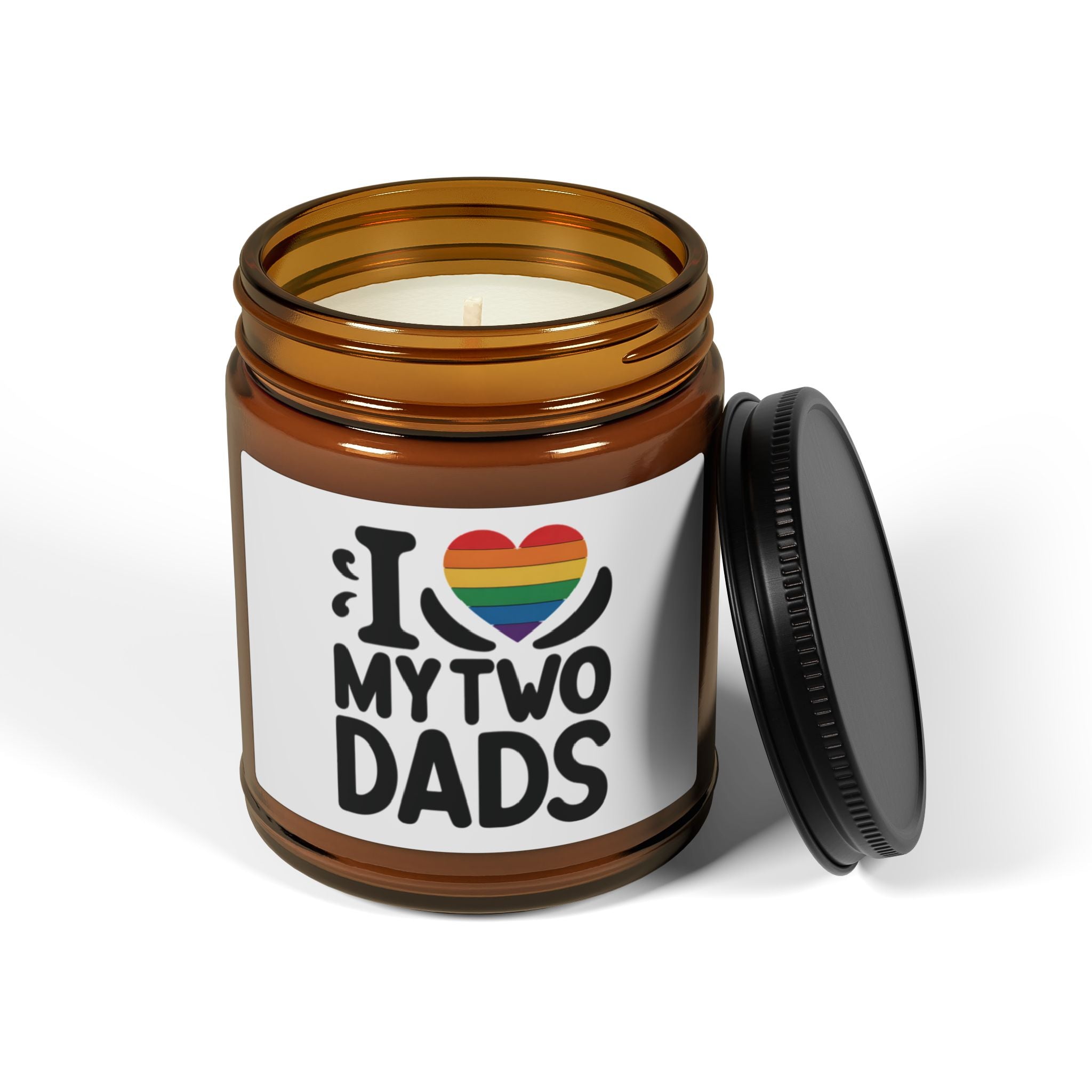 Rainbow Pride Fathers Day Scented Soy Candle, Gift for Gay Dads, LGBTQ+ Pride Month Celebration From Daughter Son, I Love My Two Dads Heart