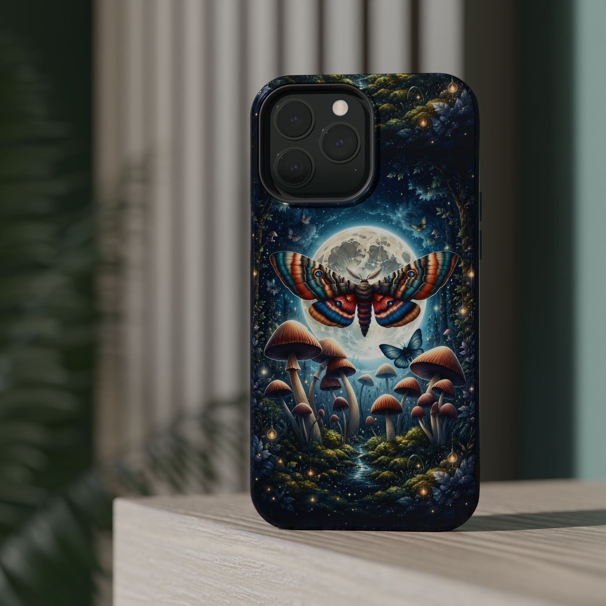 Mystic Moth Moon Phone Case – Whimsical MagSafe-Compatible Cover