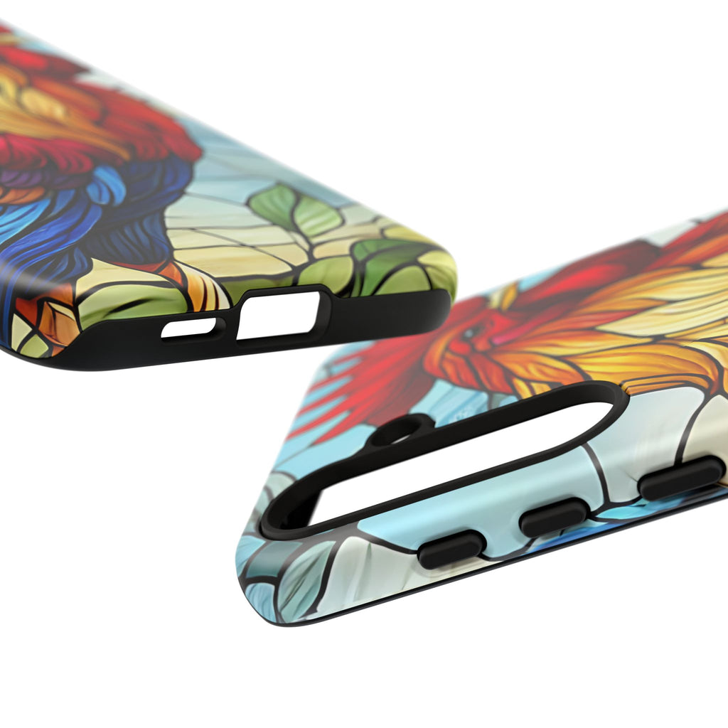 Rooster Faux Stained Glass Phone Case – 3D Full-Wrap Protective Cover with TPU Liner