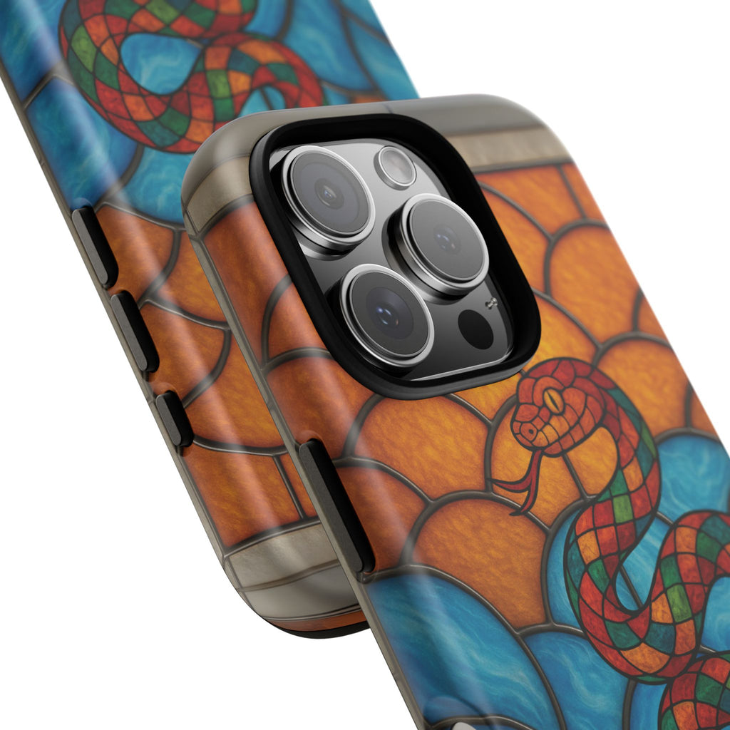 Snakes Are Beautiful Stained Glass Phone Case, Colorful Reptile Design Phone Cover, Nature Lovers Reptile Phone Case, Danger Noodle Case
