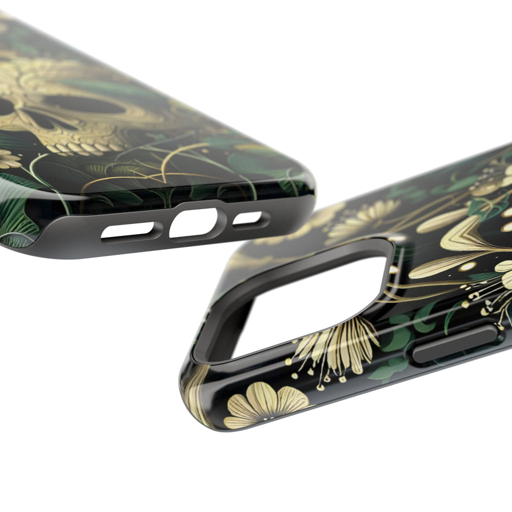 Floral Skull Phone Case – Botanical Gothic MagSafe-Compatible Cover