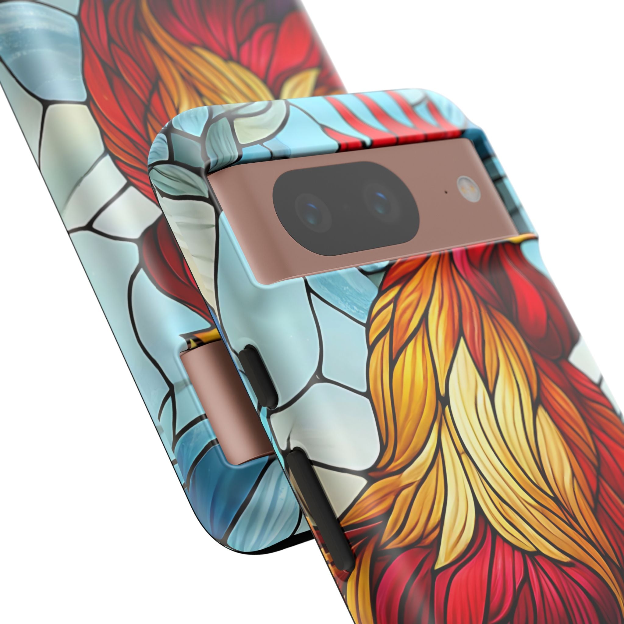 Colorful Stained Glass Rooster Android Case, Tough Protective Phone Cover, Farmhouse Decor Protective Phone Case, Unique Chicken Design