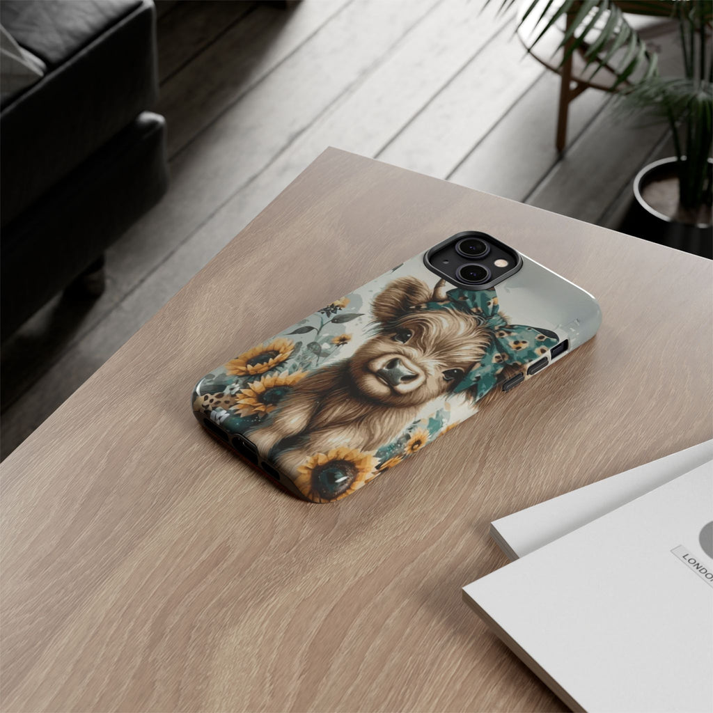 Adorable Cow Phone Case – Floral Farmhouse Design, Cute Animal Lover Gift