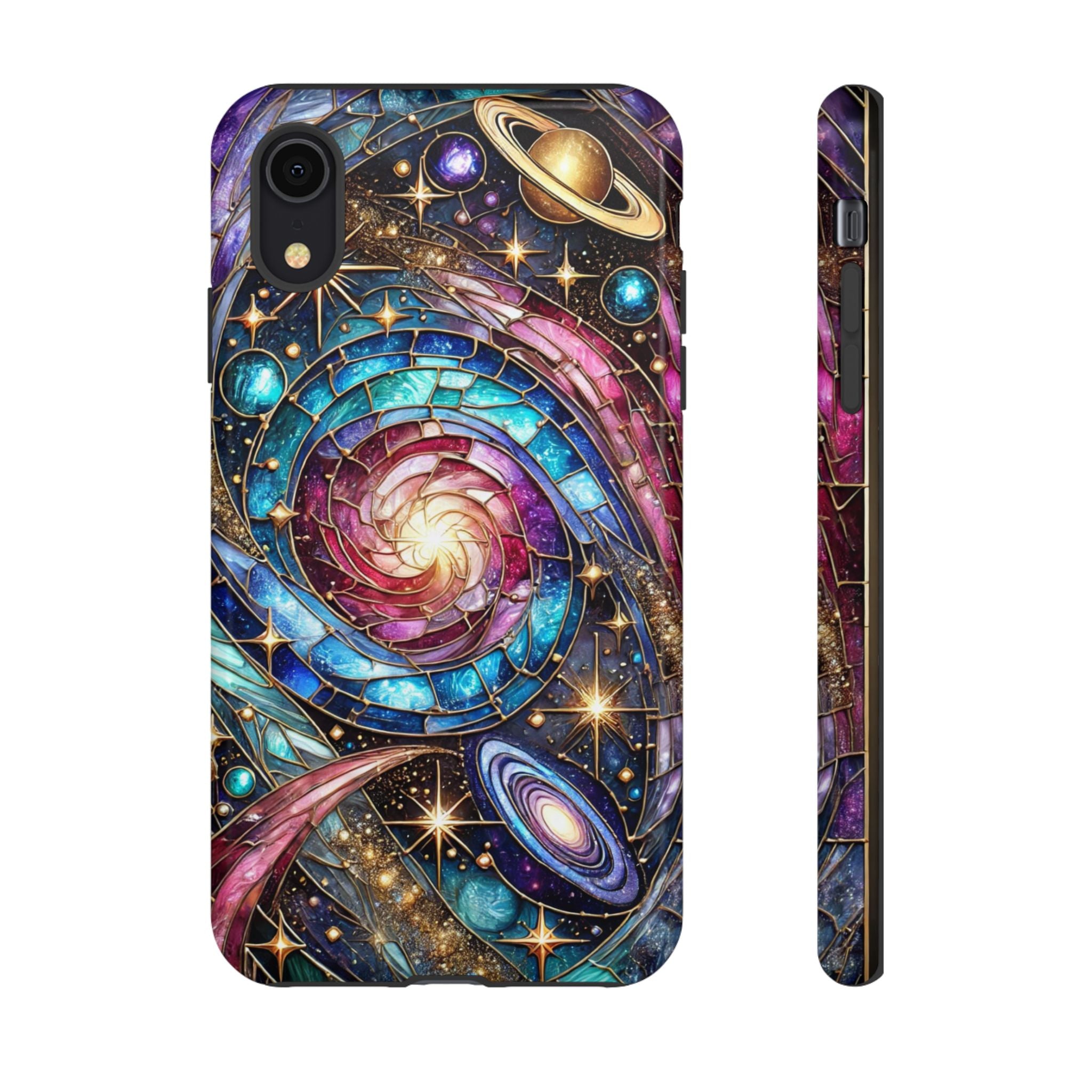 Galaxy Swirl Stained Glass Phone Case – Cosmic Celestial Cover