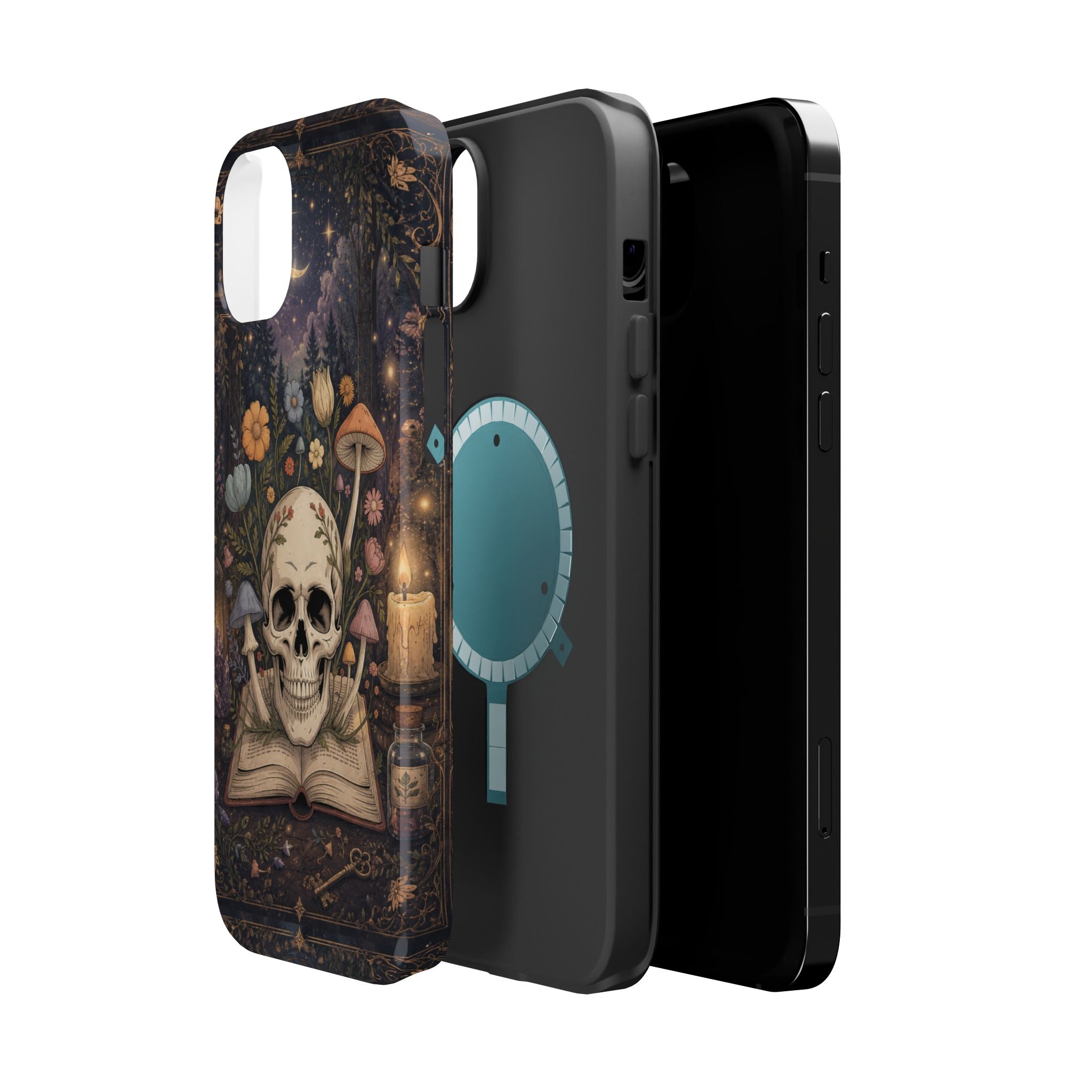 Skull & Mushroom Phone Case – Gothic MagSafe-Compatible Impact-Resistant Case