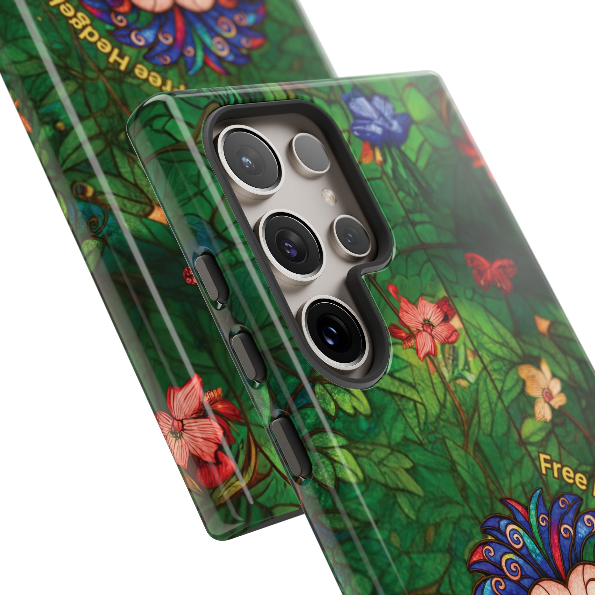 Stained Glass Hedgehog Phone Case – "Free Hedgehugs" Floral Design