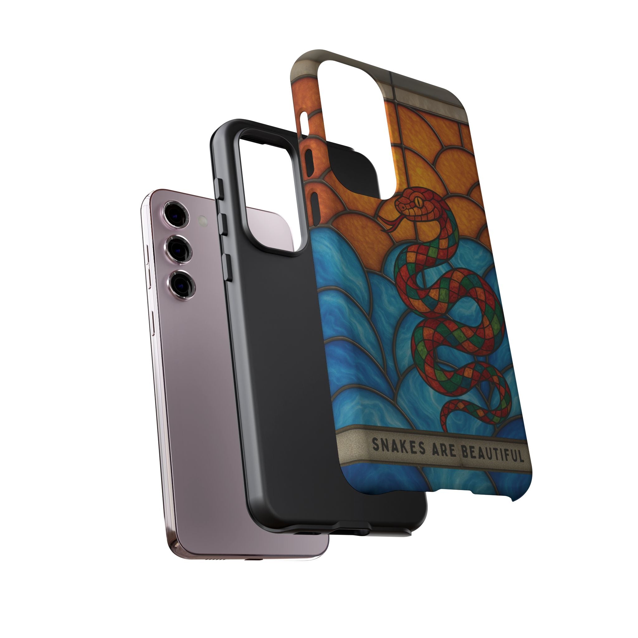 Snakes Are Beautiful Stained Glass Phone Case, Colorful Reptile Design Phone Cover, Nature Lovers Reptile Phone Case, Danger Noodle Case