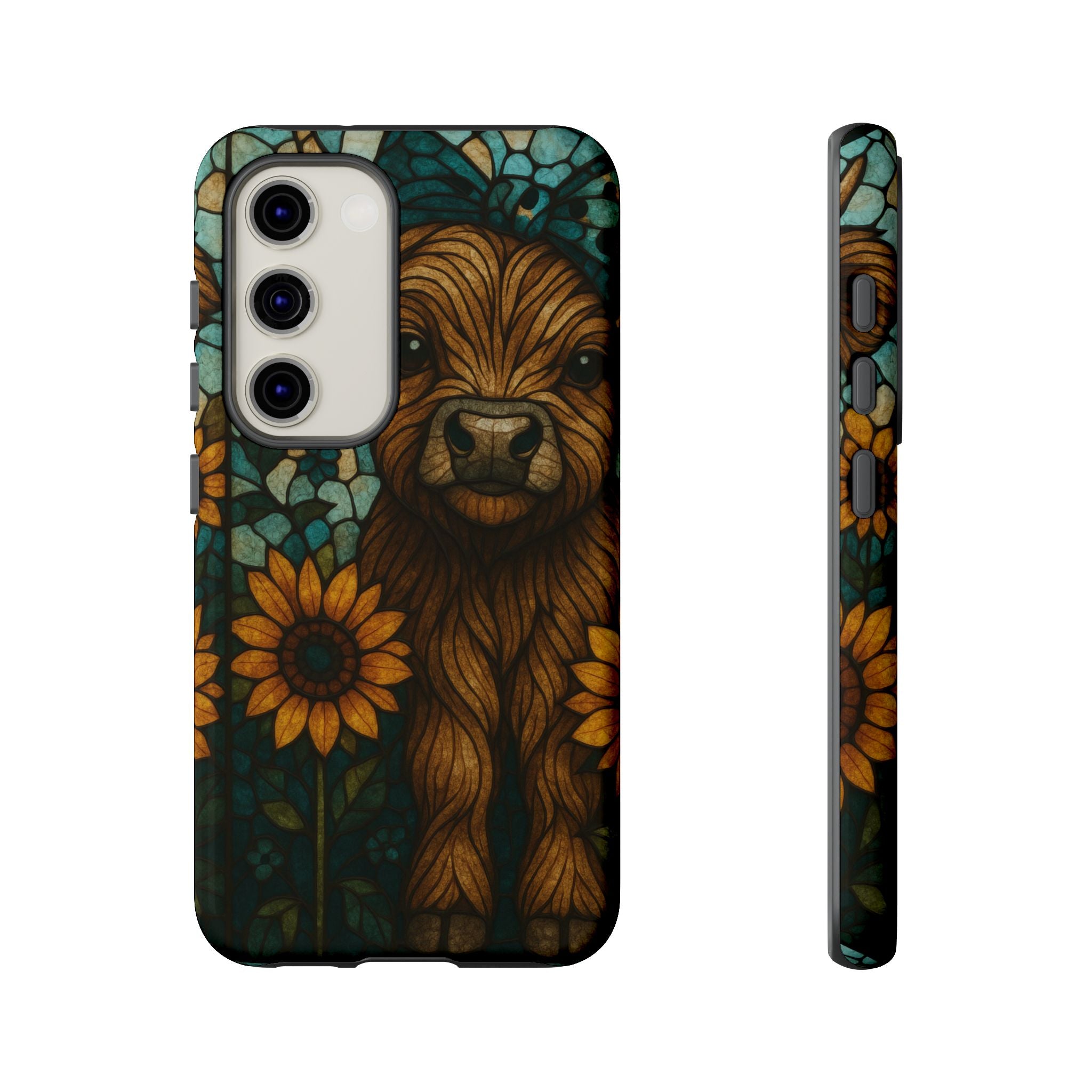 Stained Glass Baby Cow Phone Case – Sunflower Farmhouse Animal Design
