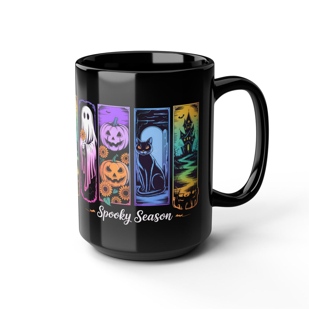 Black Brush Stroke Halloween Coffee Mug, Spooky Season Ghost Coffee Cup