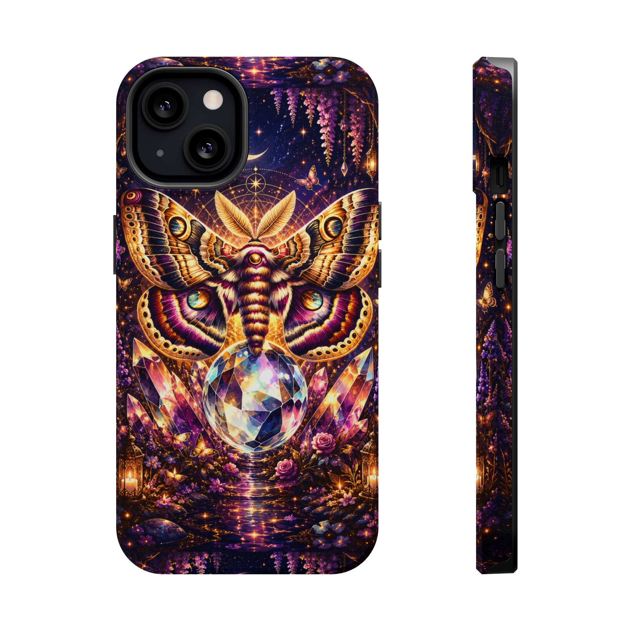 Mystic Moth Crystal Phone Case – Jewel-Toned MagSafe-Compatible Cover