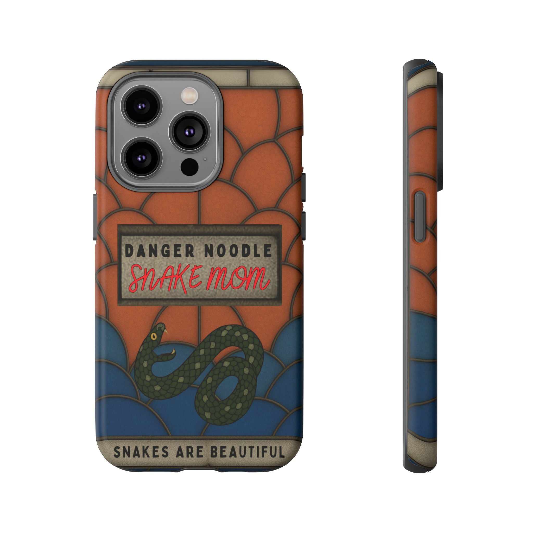 Danger Noodle Snake Mom Phone Case | Snakes Are Beautiful |Stained Glass Snake Art | Funny Snake Lover Gift |  Reptile Mom Phone Cover