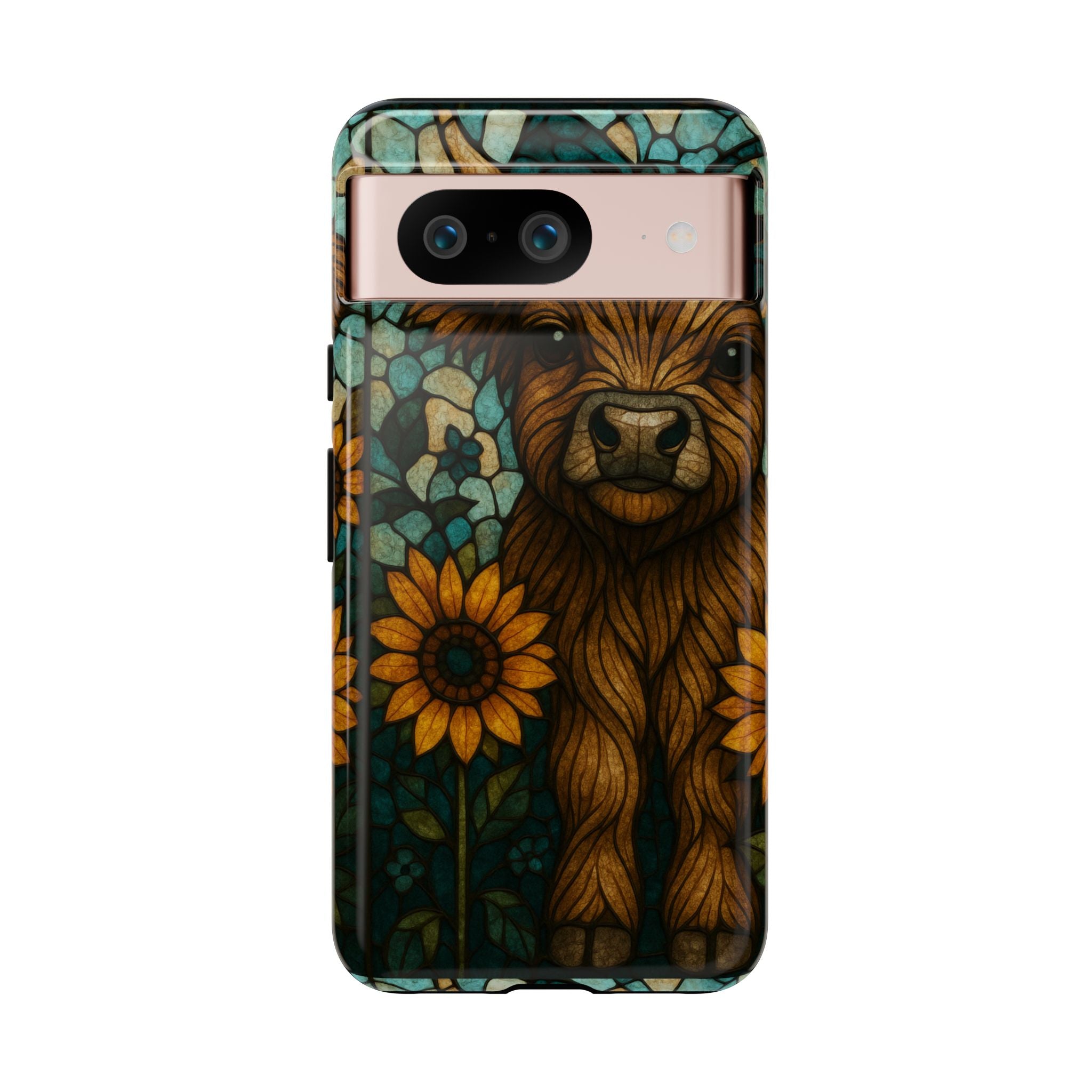Stained Glass Baby Cow Phone Case – Sunflower Farmhouse Animal Design