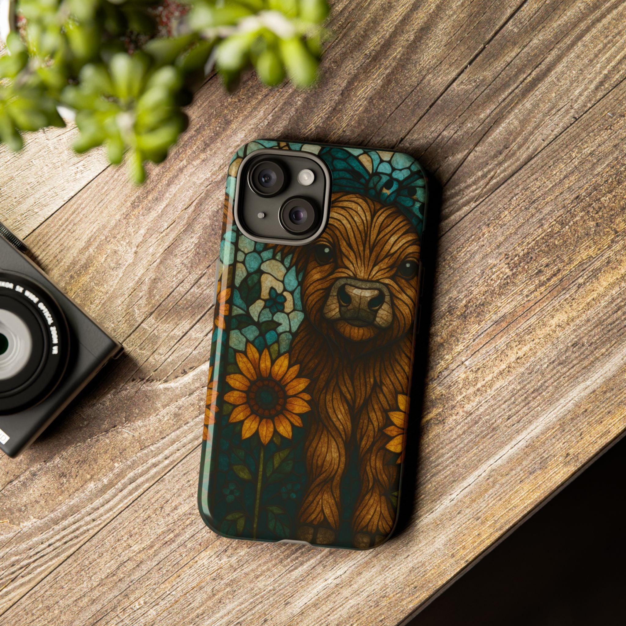 Stained Glass Baby Cow Phone Case – Sunflower Farmhouse Animal Design
