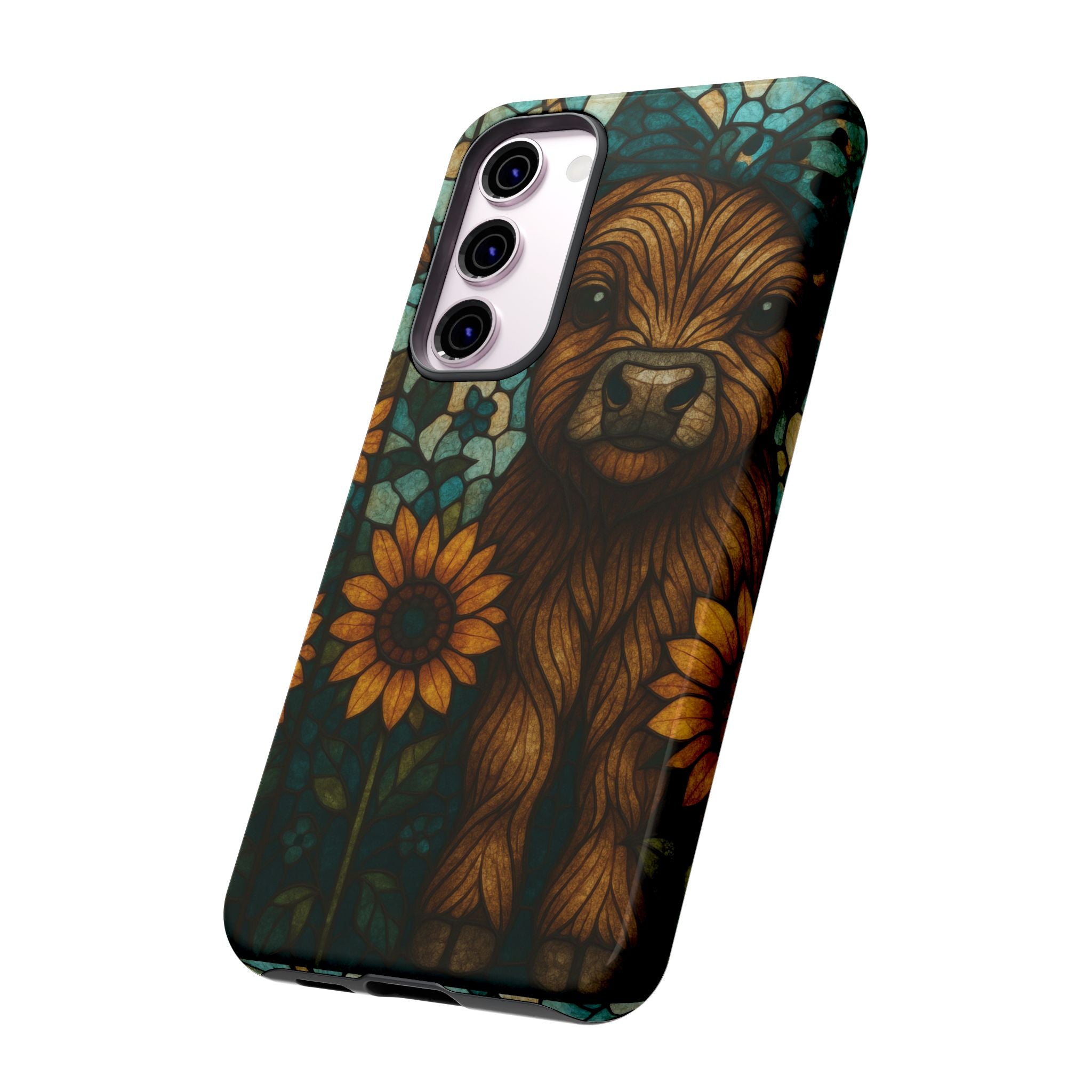 Stained Glass Baby Cow Phone Case – Sunflower Farmhouse Animal Design