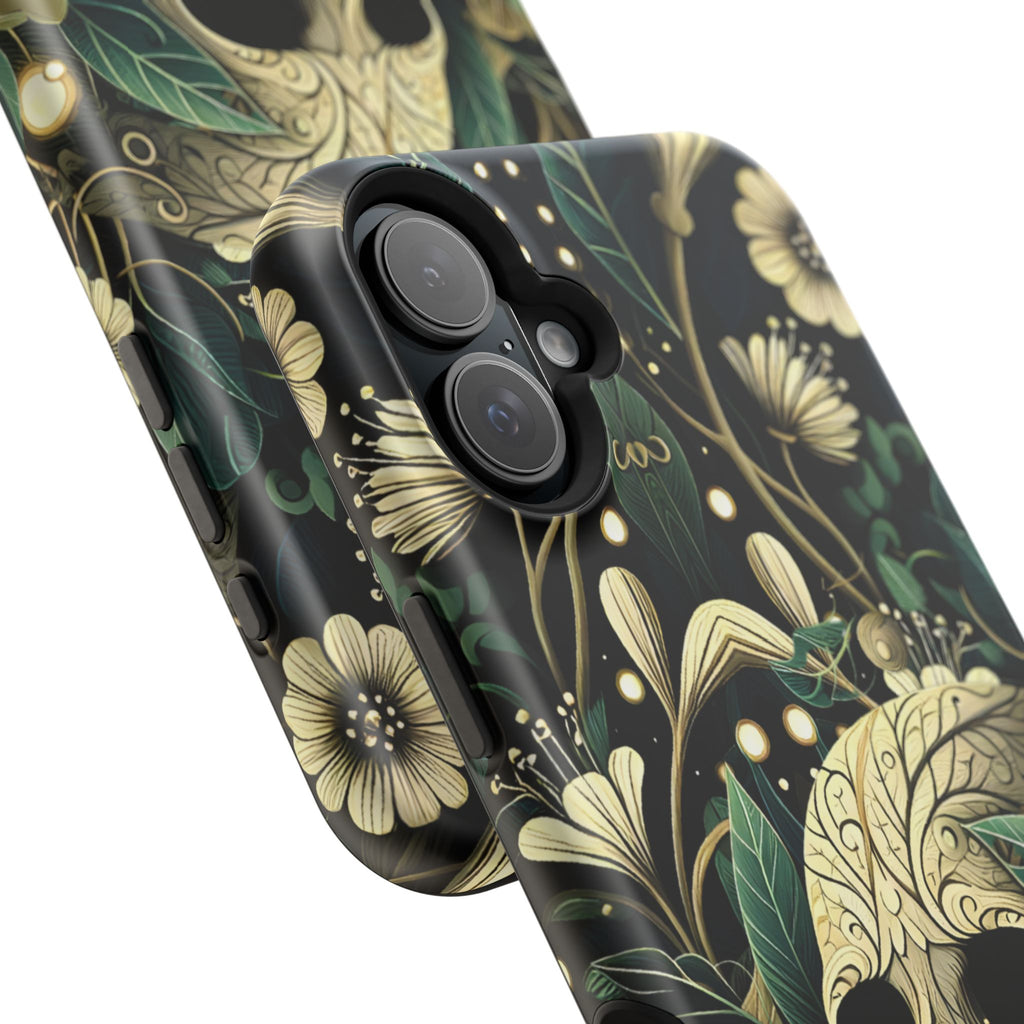 Floral Skull Phone Case – Botanical Gothic MagSafe-Compatible Cover
