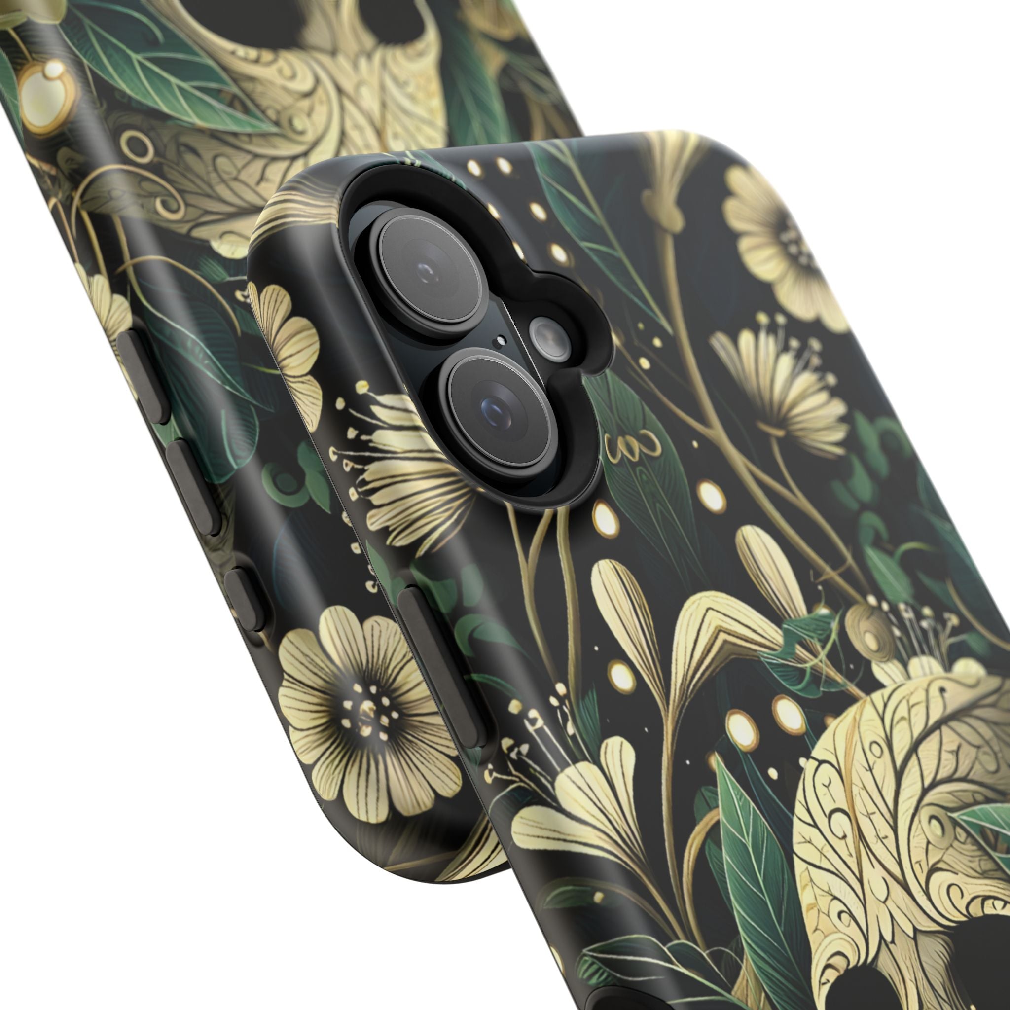 Floral Skull Phone Case – Botanical Gothic MagSafe-Compatible Cover