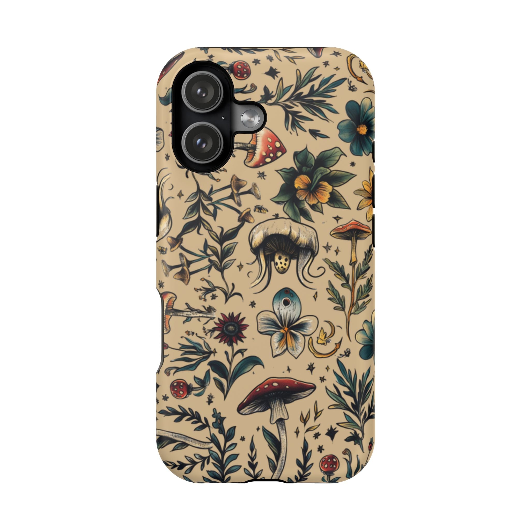 Vintage Botanical Mushroom Phone Case – MagSafe-Compatible Cover