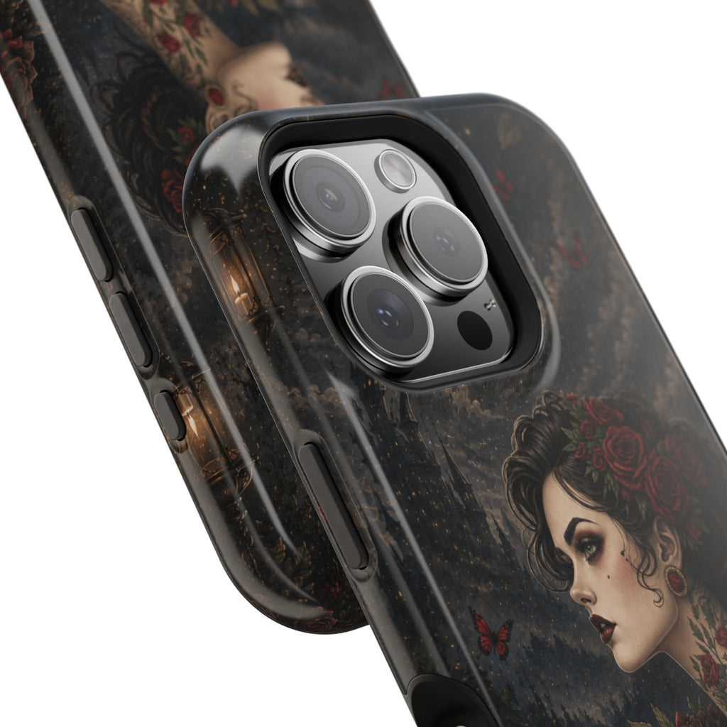 Gothic Rose Portrait Phone Case – Dark Romance MagSafe-Compatible Cover