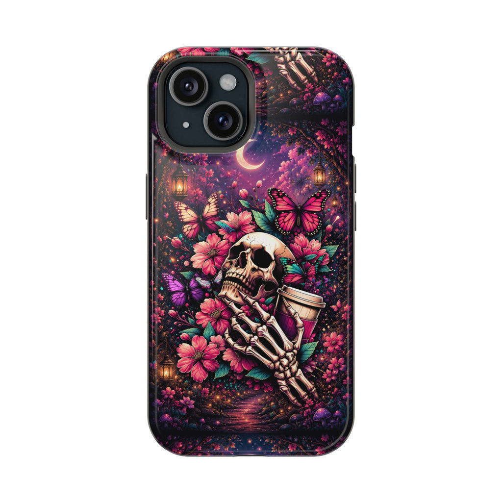Skull & Butterflies Phone Case – Gothic Floral MagSafe-Compatible Case