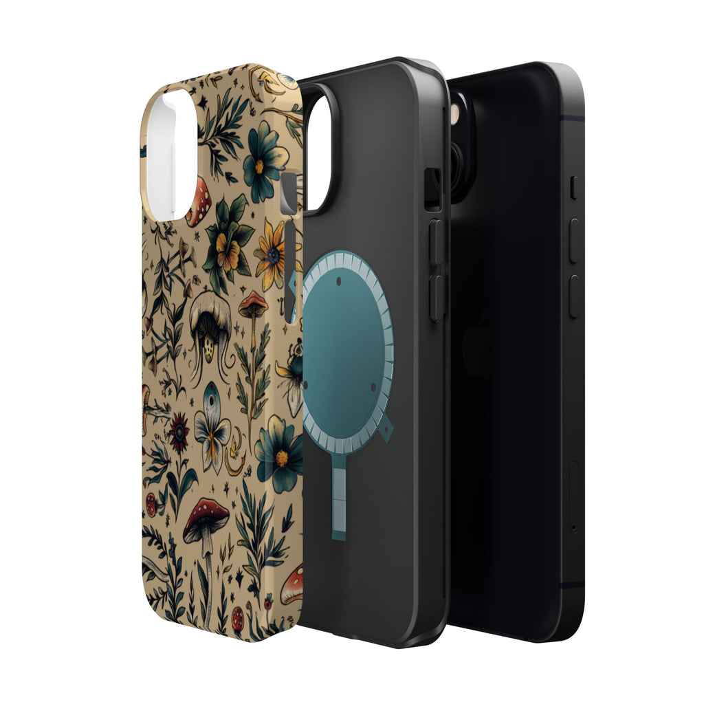 Vintage Botanical Mushroom Phone Case – MagSafe-Compatible Cover