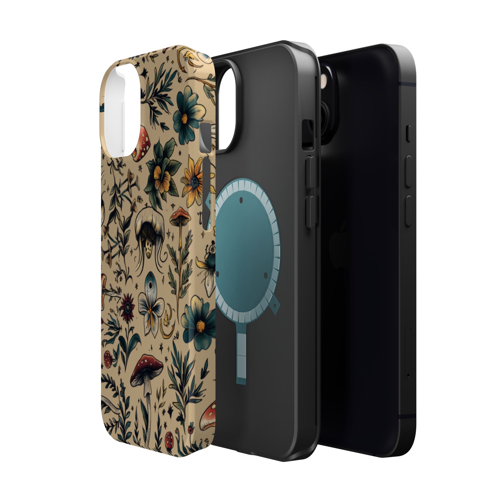Vintage Botanical Mushroom Phone Case – MagSafe-Compatible Cover