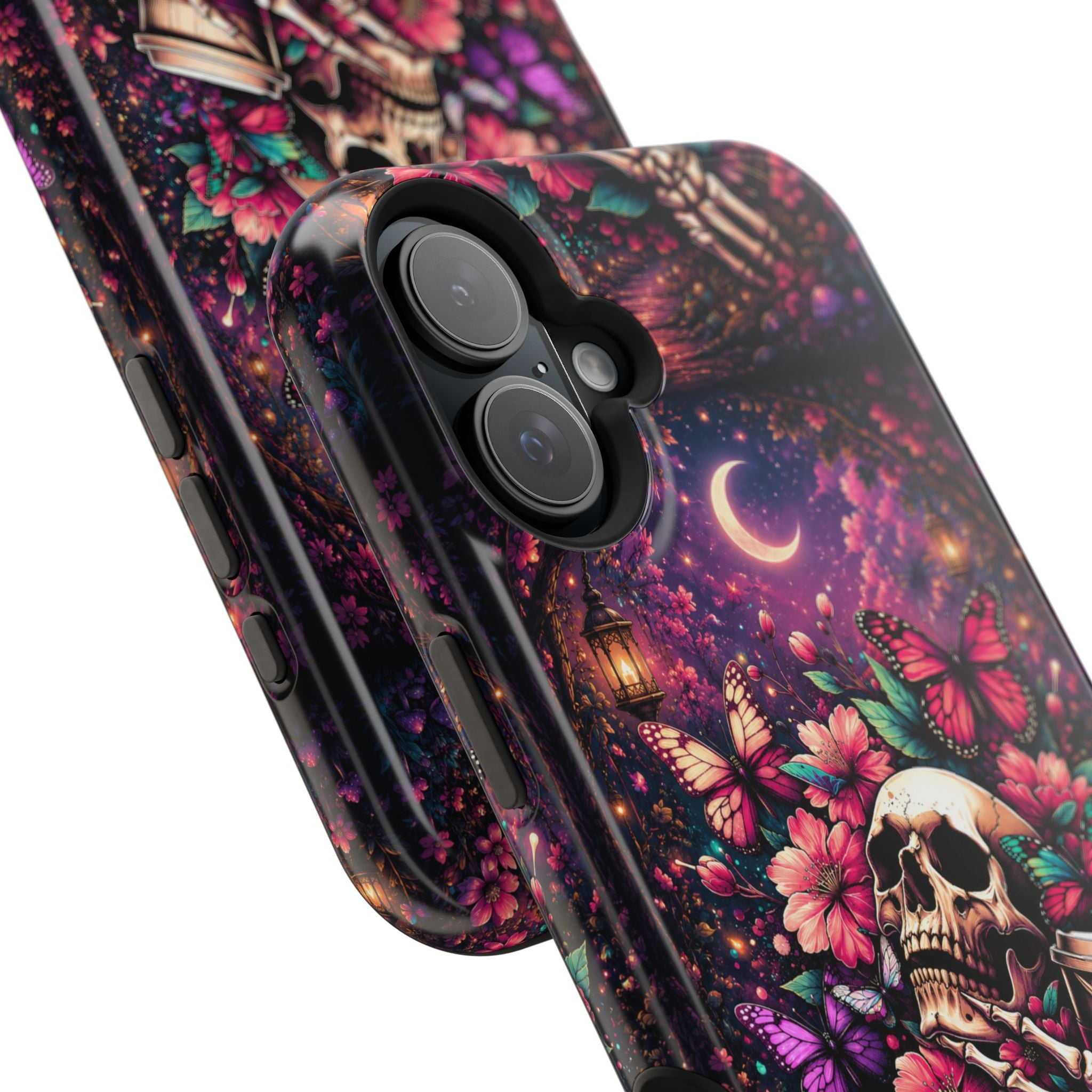 Skull & Butterflies Phone Case – Gothic Floral MagSafe-Compatible Case