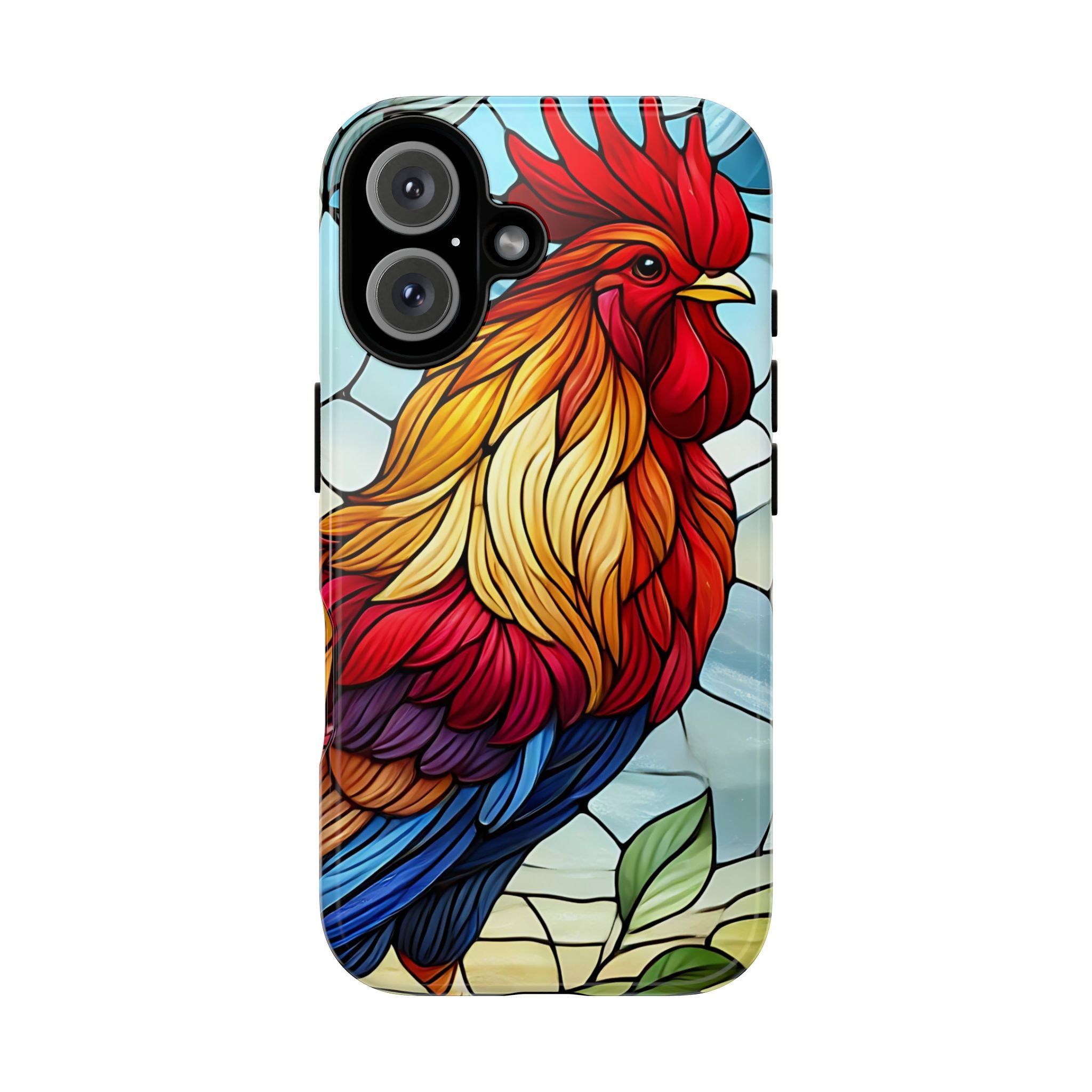 Colorful Stained Glass Rooster Android Case, Tough Protective Phone Cover, Farmhouse Decor Protective Phone Case, Unique Chicken Design