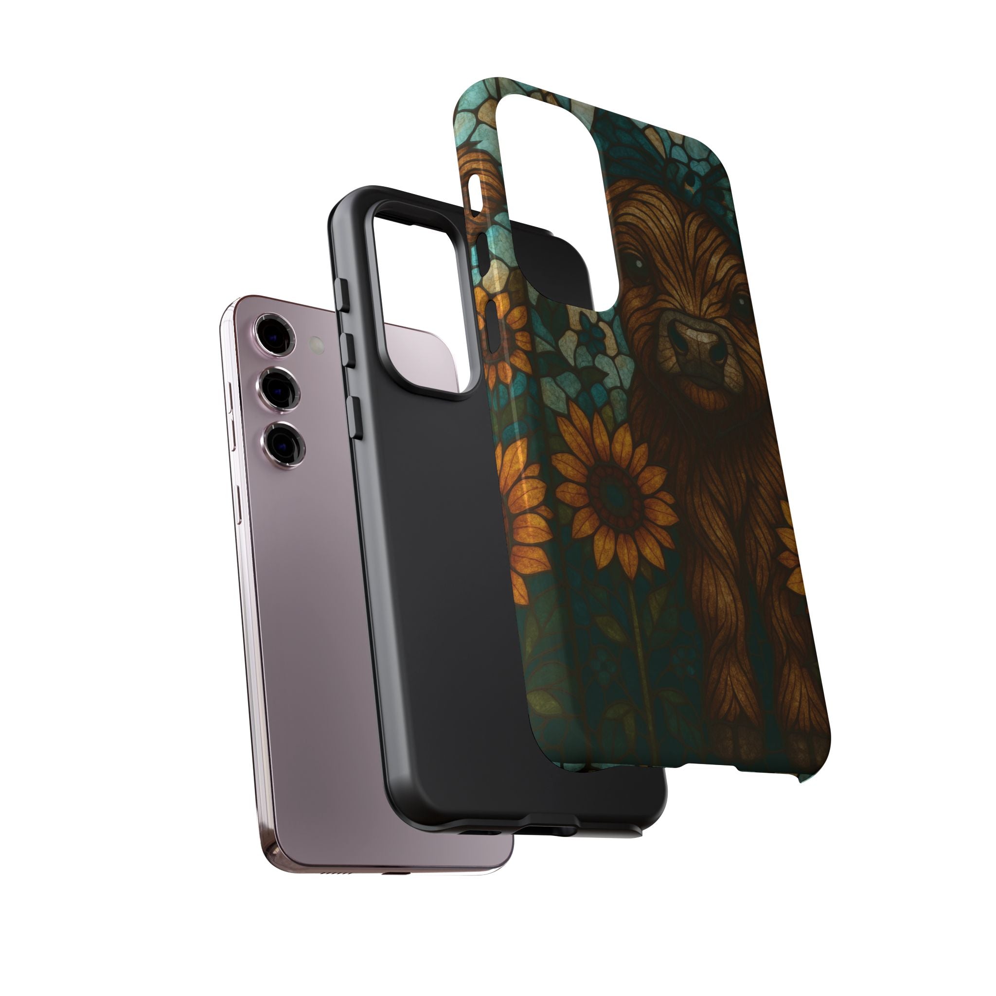 Stained Glass Baby Cow Phone Case – Sunflower Farmhouse Animal Design