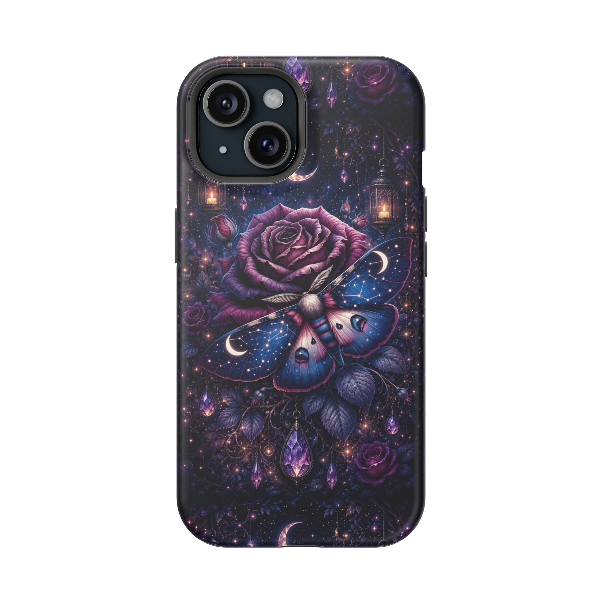 Mystical Rose & Moth Phone Case – Floral MagSafe-Compatible Cover