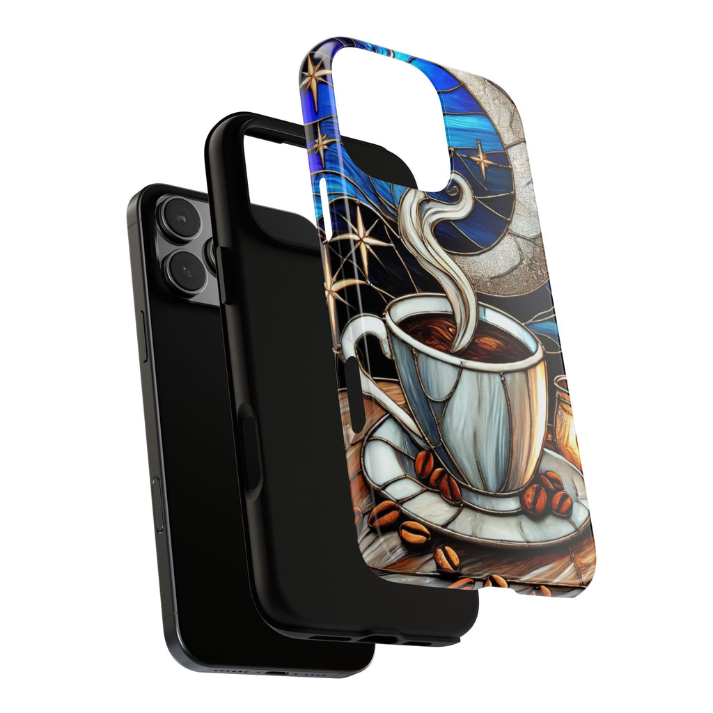Stained Glass Coffee Phone Case – Cozy Artistic Design for Coffee Lovers