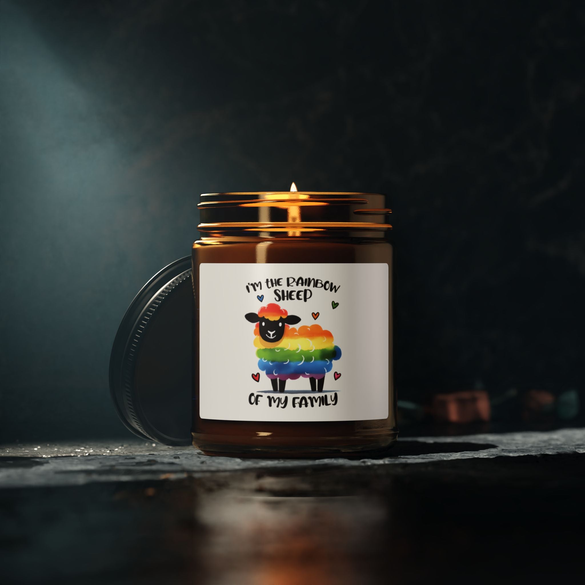 Rainbow Sheep Scented Soy Candle, LGBTQ Inclusive Statement Gift Candle For Friend, Graduation Present from Mom Dad Family Pride Celebration