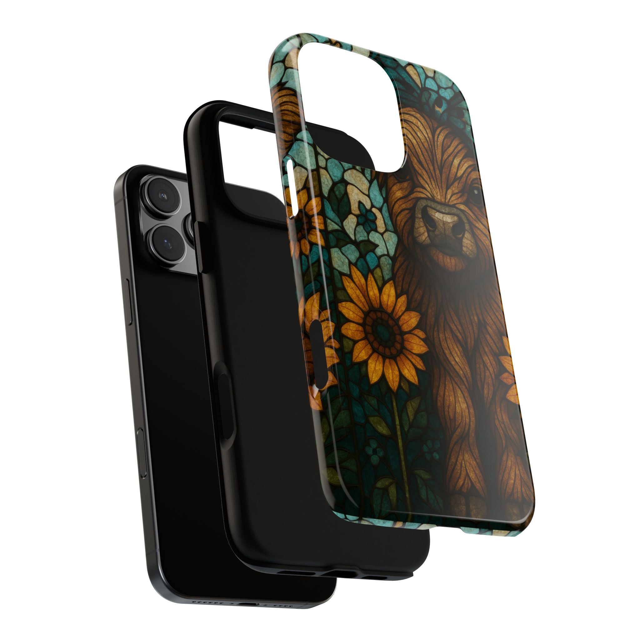 Stained Glass Baby Cow Phone Case – Sunflower Farmhouse Animal Design