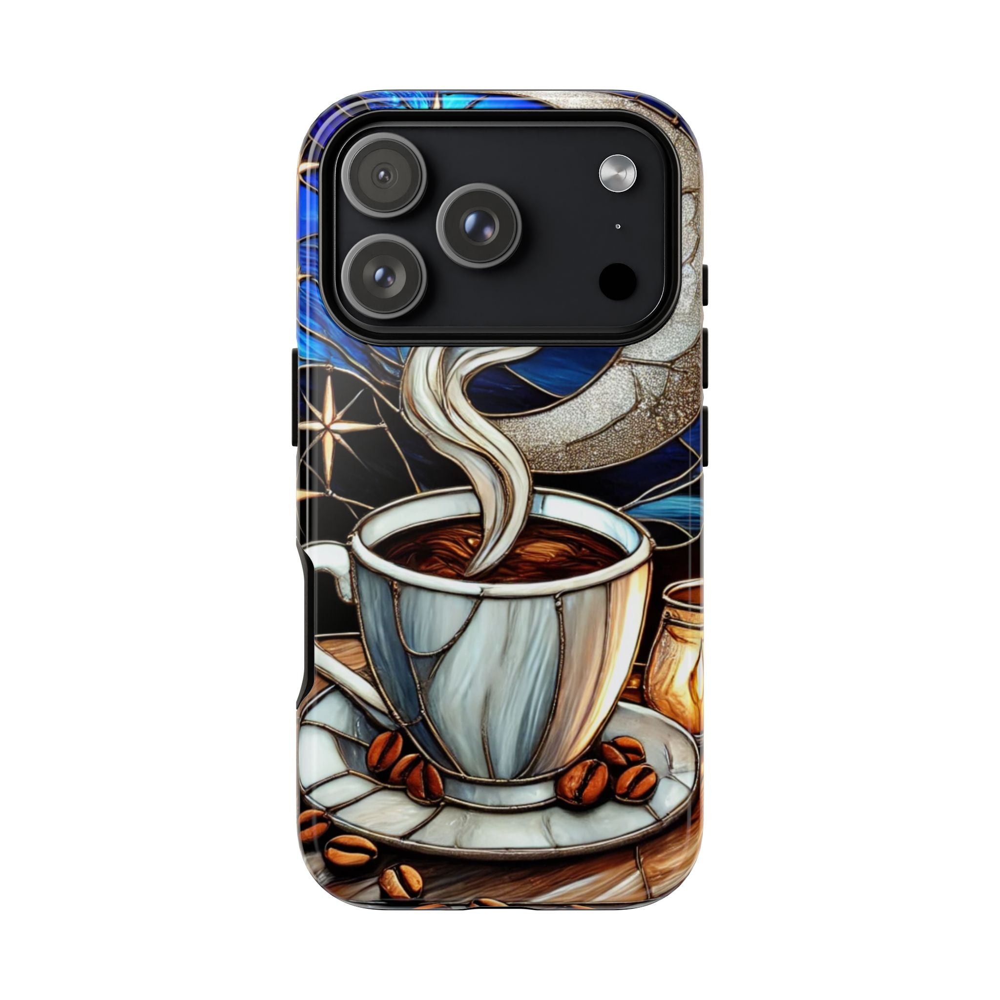 Stained Glass Coffee Phone Case – Cozy Artistic Design for Coffee Lovers