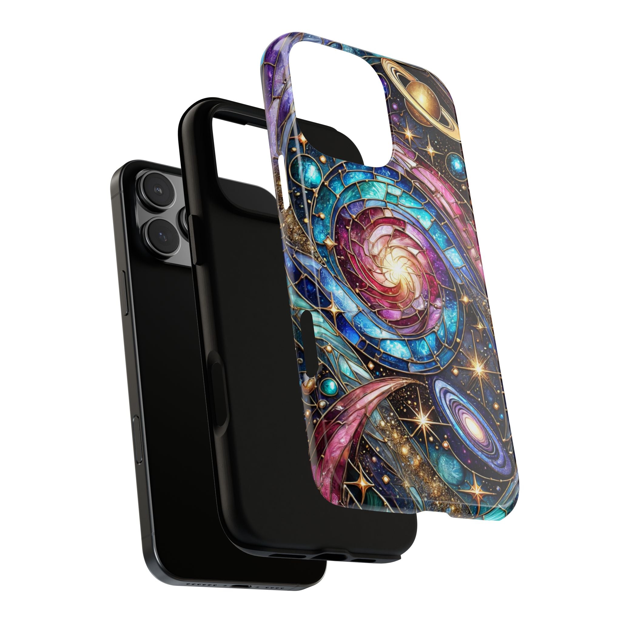 Galaxy Swirl Stained Glass Phone Case – Cosmic Celestial Cover