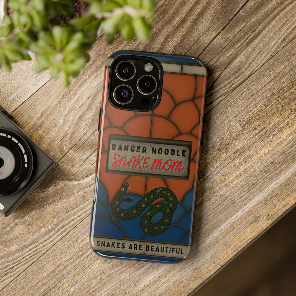 Danger Noodle Snake Mom Phone Case | Snakes Are Beautiful |Stained Glass Snake Art | Funny Snake Lover Gift |  Reptile Mom Phone Cover