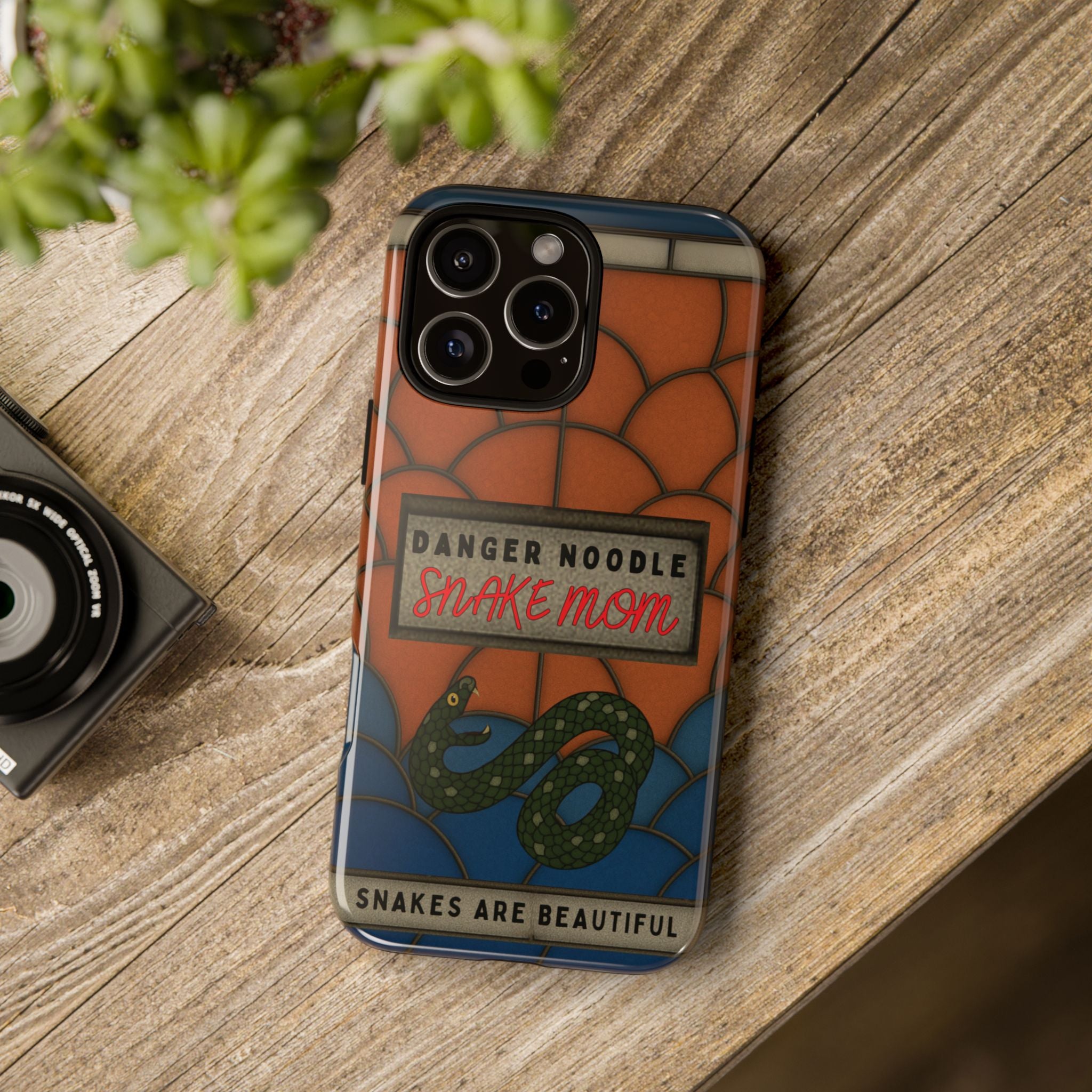 Danger Noodle Snake Mom Phone Case | Snakes Are Beautiful |Stained Glass Snake Art | Funny Snake Lover Gift |  Reptile Mom Phone Cover