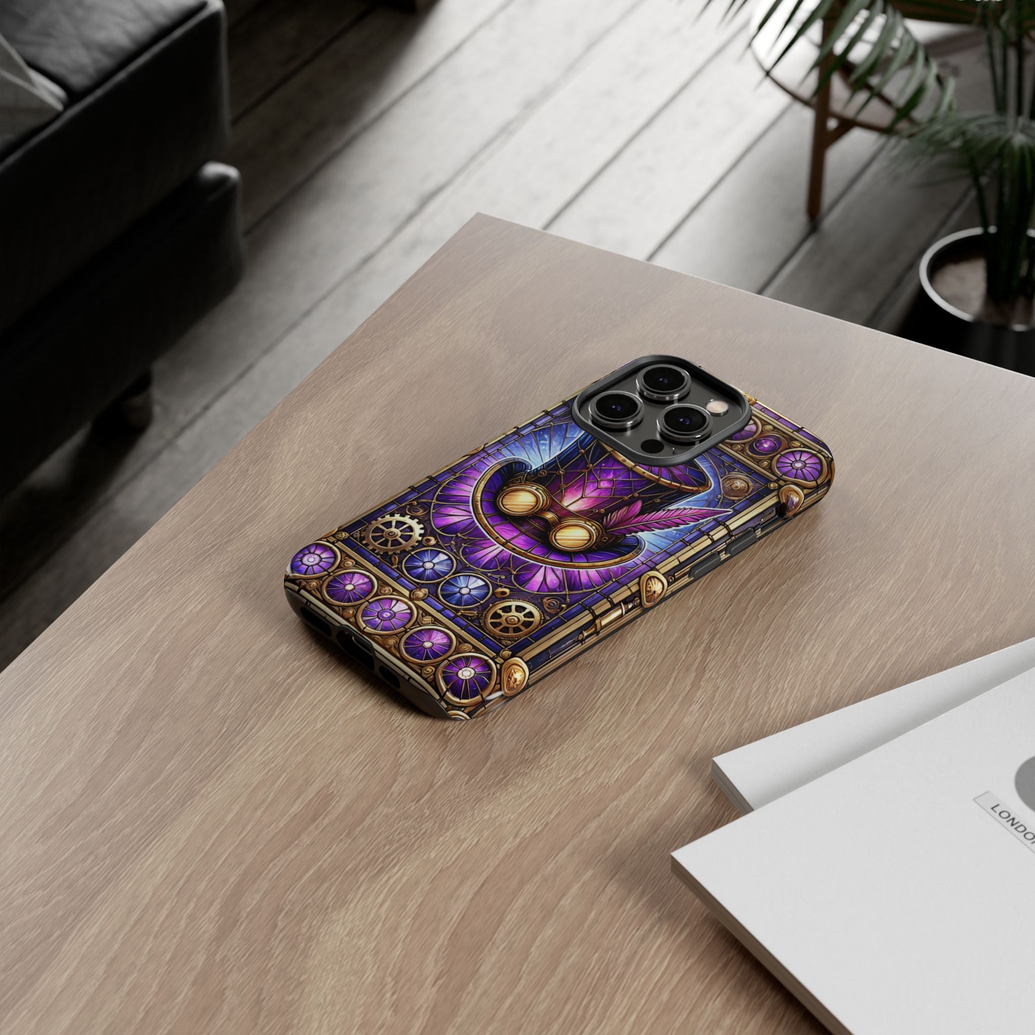 Stained Glass Steampunk iPhone Case – 3D Full-Wrap Protective Phone Cover With TPU Liner