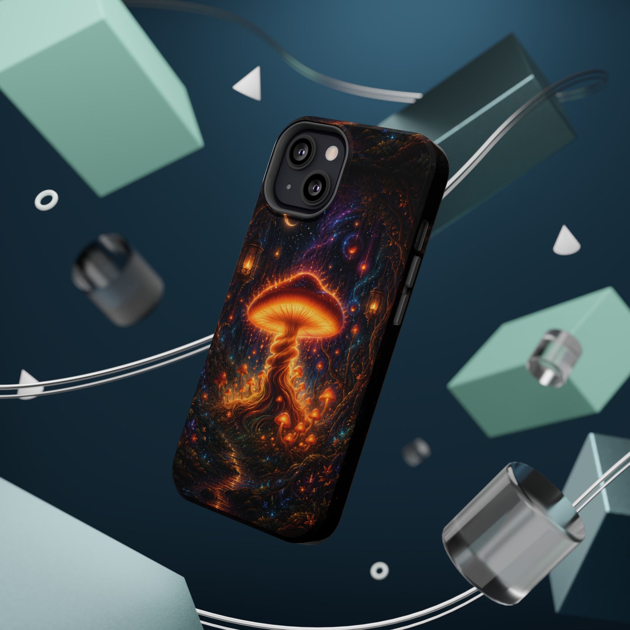 Psychedelic Glowing Mushroom Phone Case – MagSafe Galaxy Art Cover