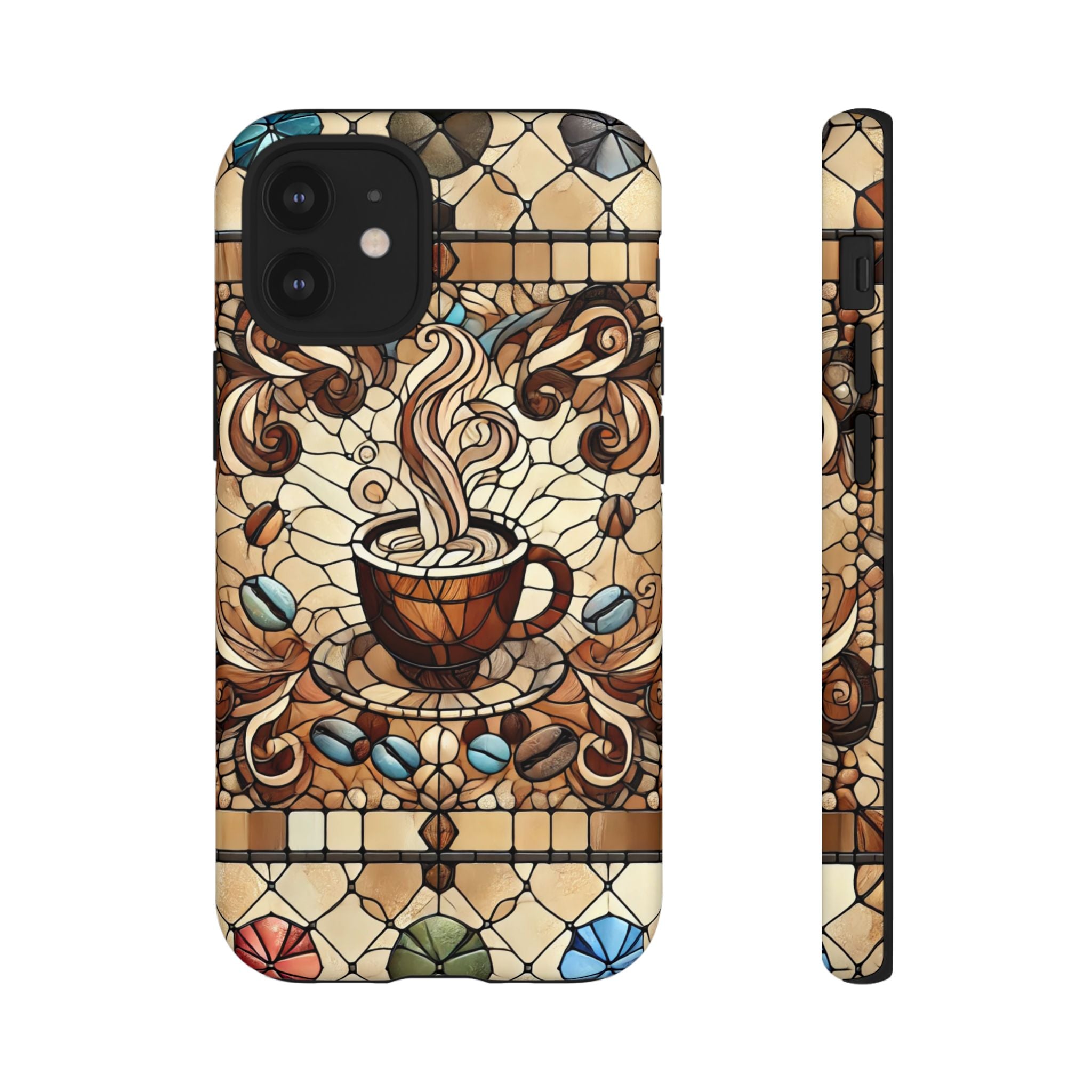 Stained Glass Coffee iPhone Case – Shockproof TPU, 3D Wrap Design