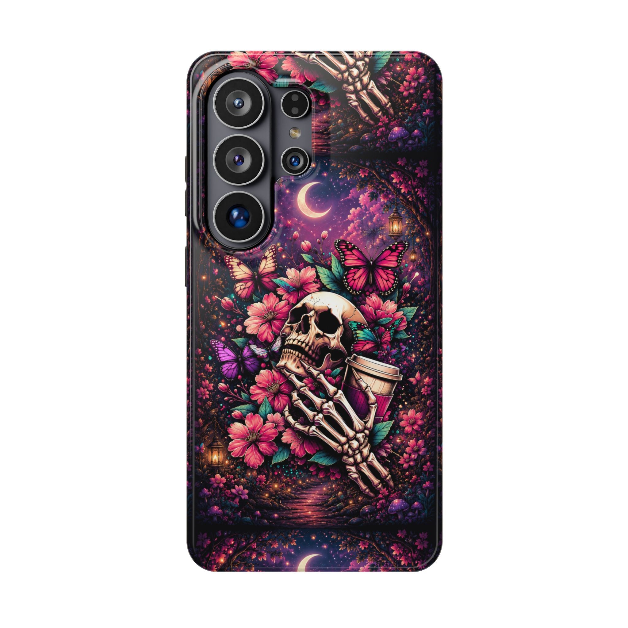 Skull & Butterflies Phone Case – Gothic Floral MagSafe-Compatible Case