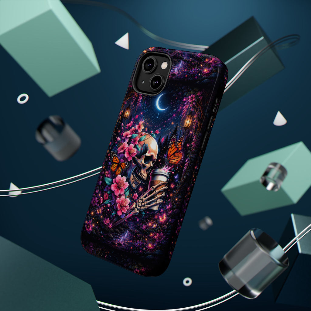 Skull & Cherry Blossom Phone Case – Floral Gothic MagSafe Cover