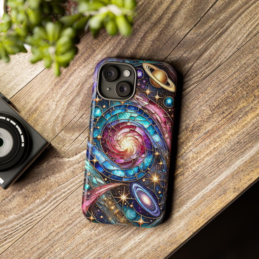 Galaxy Swirl Stained Glass Phone Case – Cosmic Celestial Cover