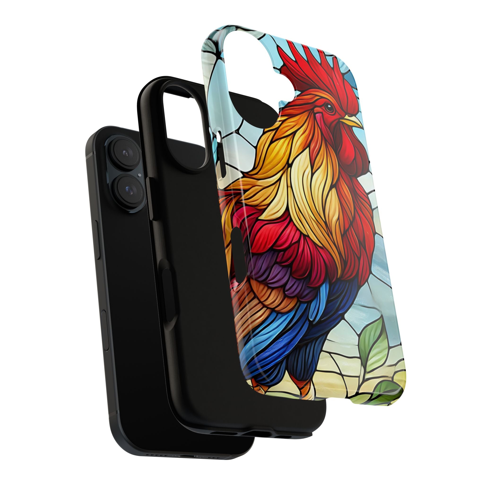 Colorful Stained Glass Rooster Android Case, Tough Protective Phone Cover, Farmhouse Decor Protective Phone Case, Unique Chicken Design